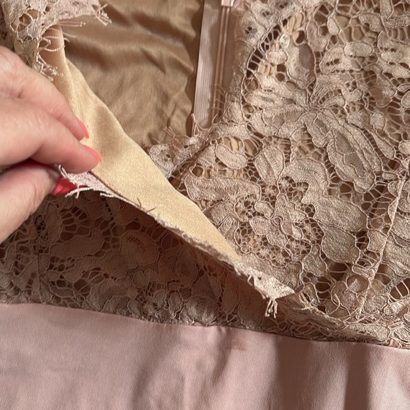 Karen Millen women’s lace stretch bodysuit scallop eyelash lace blush pink 4 - Picture 11 of 16